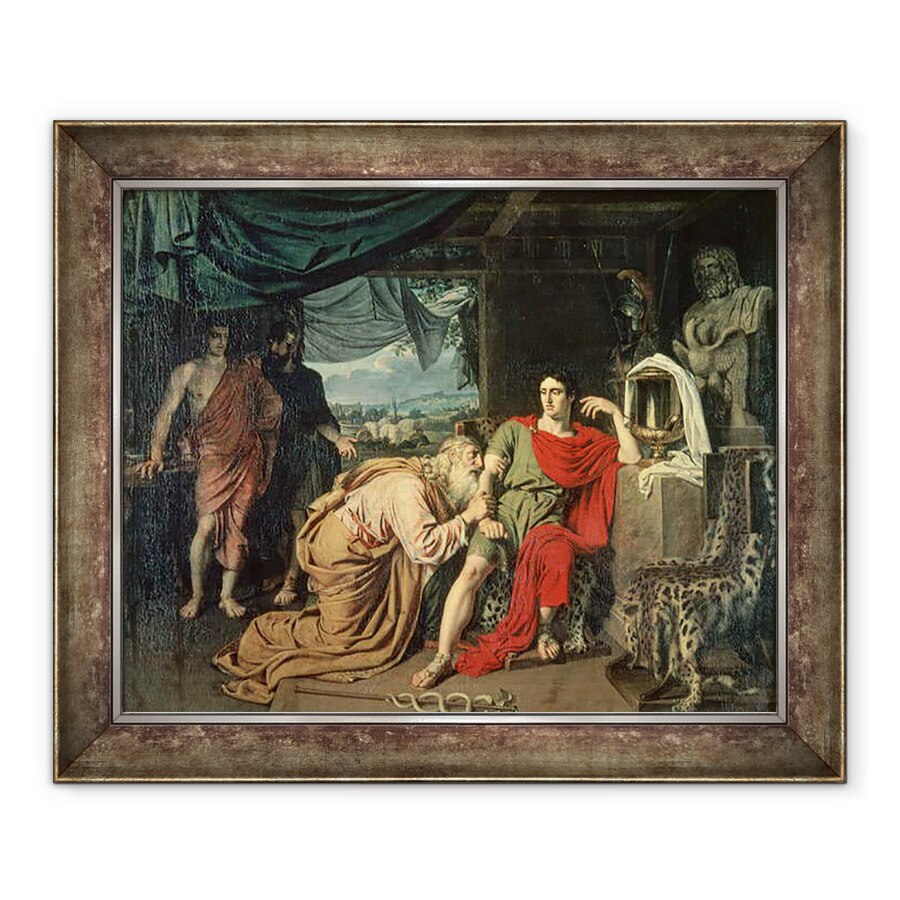 Tablou inramat - Aleksandr Andreevich Ivanov - Regele Priam il implora pe Ahile pentru intoarcerea trupului lui Hector., 90 x 110 cm