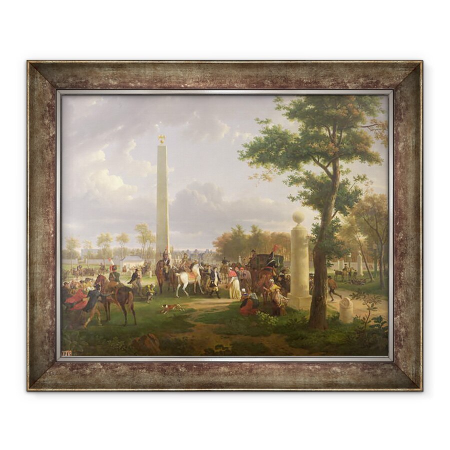 Tablou inramat - Alexandre Hyacinthe Dunouy - intalnire intre Napoleon I 1769-1821 si Papa Pius al VII-lea 1742-1823 in Padurea Fontainebleau in 1804, 90 x 110 cm