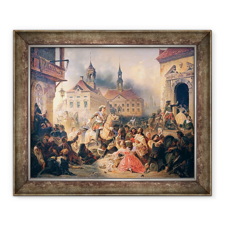 Tablou inramat - Alexander Ivanovich Sauerweid - Petru cel Mare cucereste Narva in 1704, 90 x 110 cm