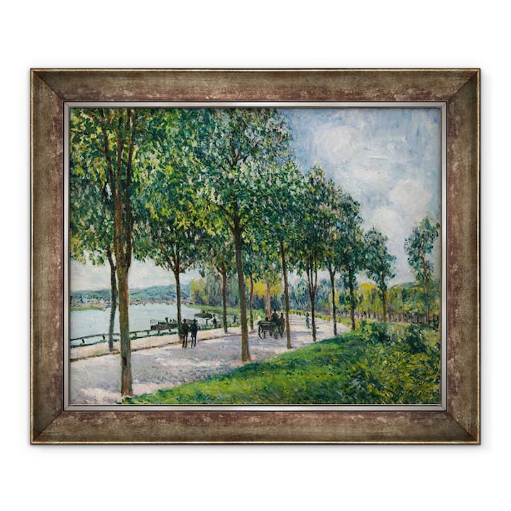 Alfred Sisley - A gesztenyefák allée, keretezett kép, 90 x 110 cm