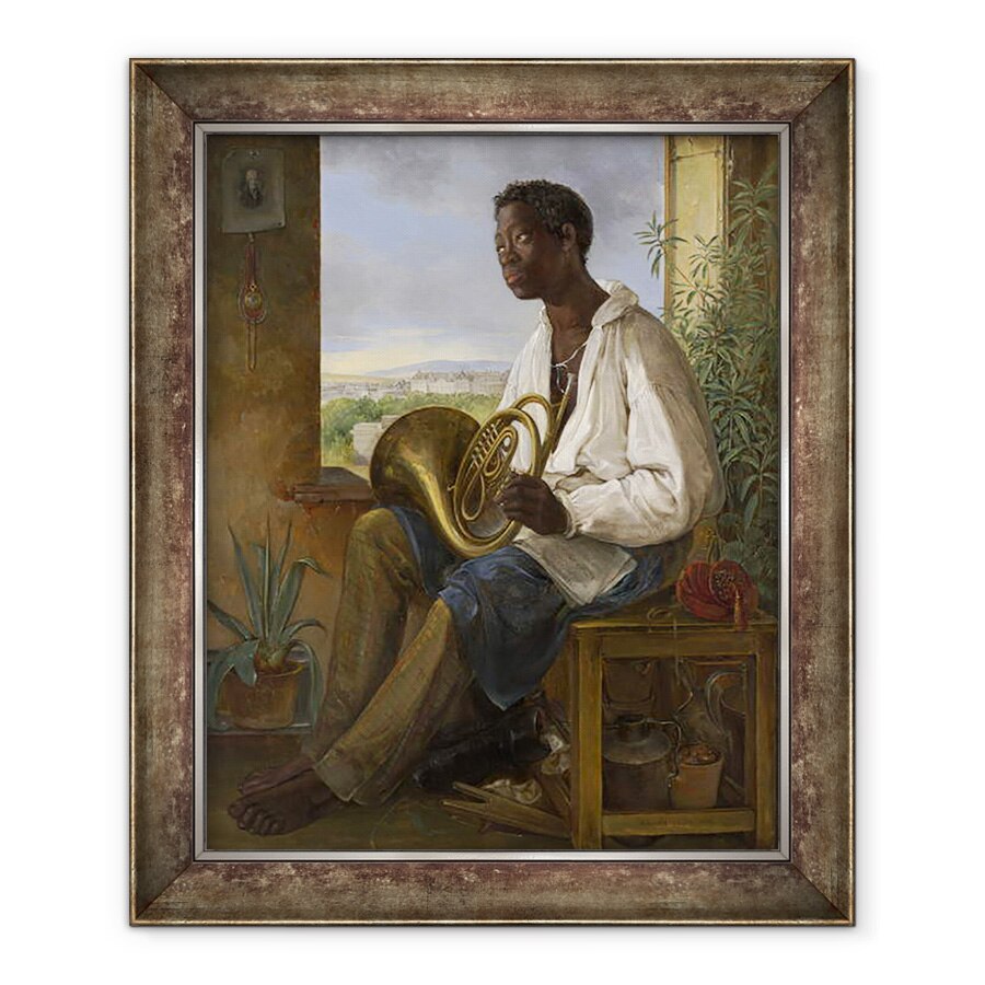 Tablou inramat - Albert Schindler - Portret De Un Gradinar si Corn Jucator in Casa imparatului Francisc I, 50 x 60 cm