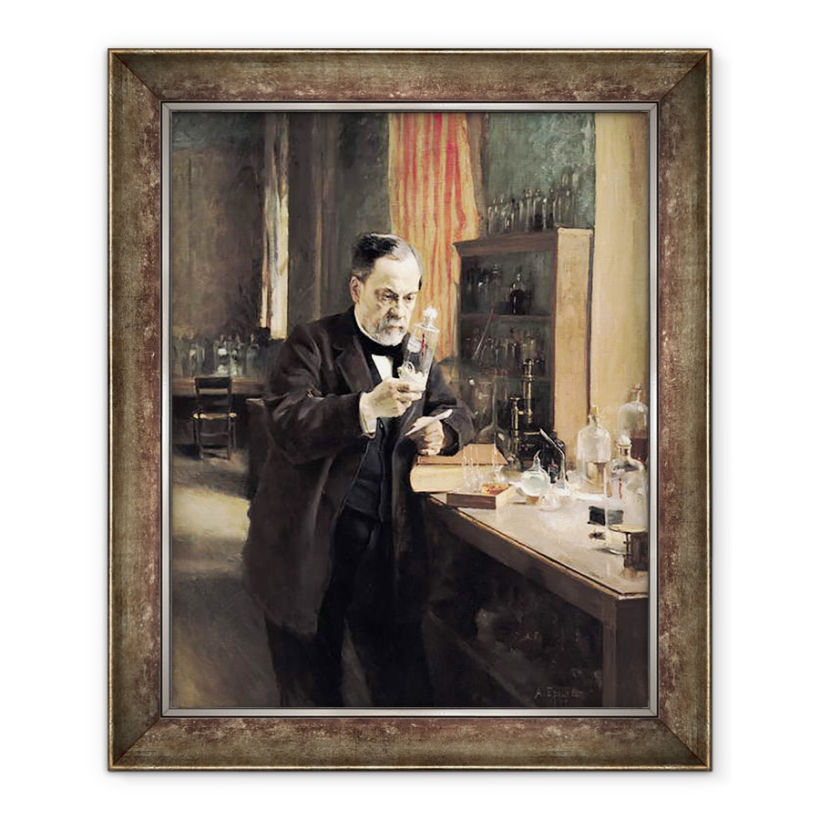 Tablou inramat - Albert Gustaf Aristides Edelfelt - Louis Pasteur 1822-95 in laboratorul sau, 50 x 60 cm
