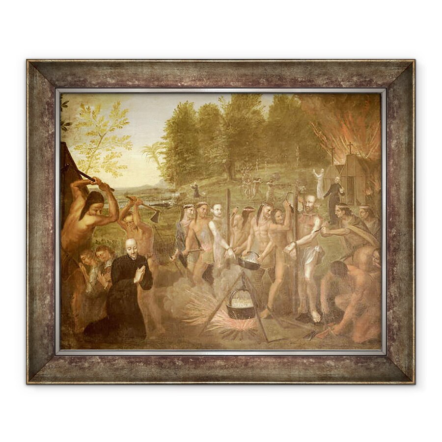 Tablou inramat - Alfred Pommier - Martiriul a trei preoti iezuiti, 90 x 110 cm