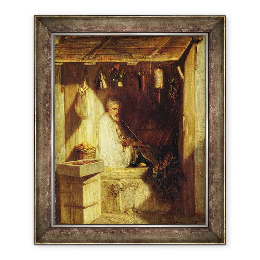 Tablou inramat - Alexandre Gabriel Decamps - Comerciant turc Fumand in magazinul sau, 90 x 110 cm