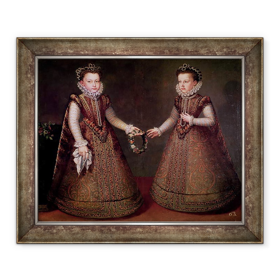 Tablou inramat - Alonso Sanchez Coello - Infantas Isabella Clara Eugenia 1566-1633, guvernator al tarilor de Jos si Catalina Micaela 1567-97, Ducesa de Savoia, 90 x 110 cm