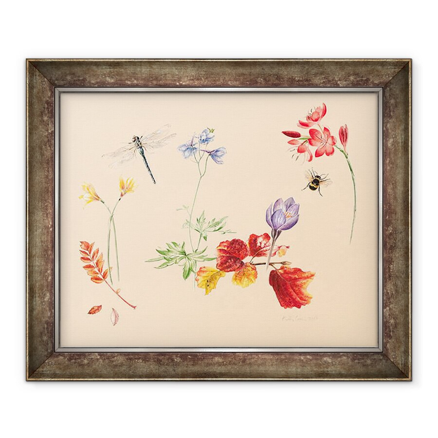 Tablou inramat - Alison Cooper - Flori de toamna si insecte, 50 x 60 cm