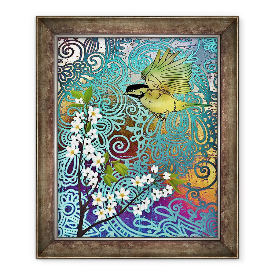 Tablou inramat - AlyZen Moonshadow - Pasare cu Flori de Cires, 2014, 50 x 60 cm