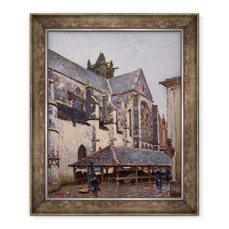 Tablou inramat - Alfred Sisley - Biserica de la Moret in ploaie, 90 x 110 cm