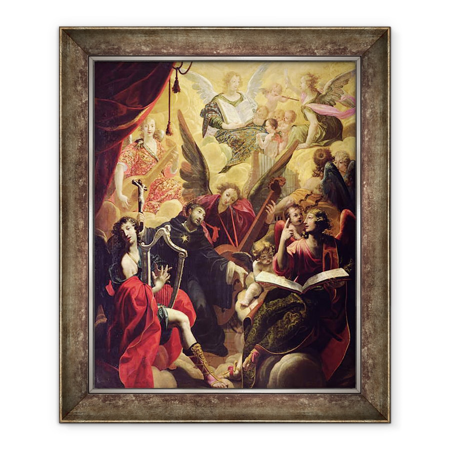 Tablou inramat - Ambroise Fredeau - Sfantul Nicolae din Tolentino cu un concert de ingeri, 90 x 110 cm