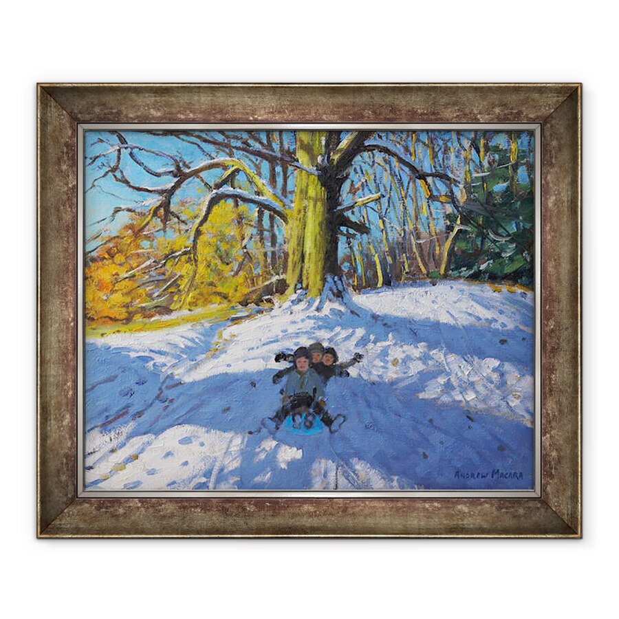 Tablou inramat - Andrew Macara - Trei pe o sanie, Alnestree Park Derby .2014, 50 x 60 cm