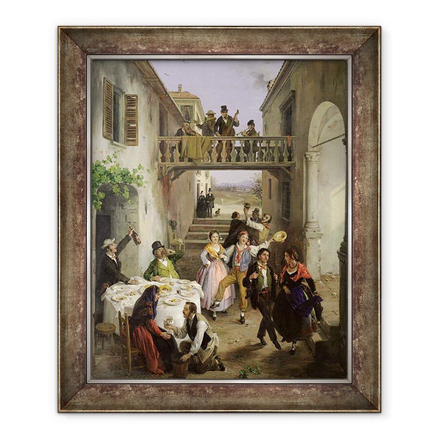 Tablou inramat - Angelo Inganni - O nunta la Brianza, 70 x 85 cm