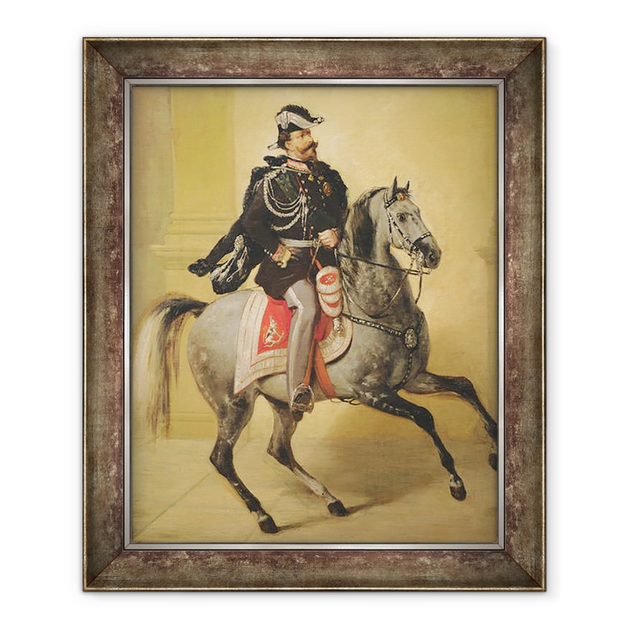 Tablou inramat - Angelo Inganni - Portretul ecvestru al lui Victor Emmanuel al II-lea al Italiei, 50 x 60 cm