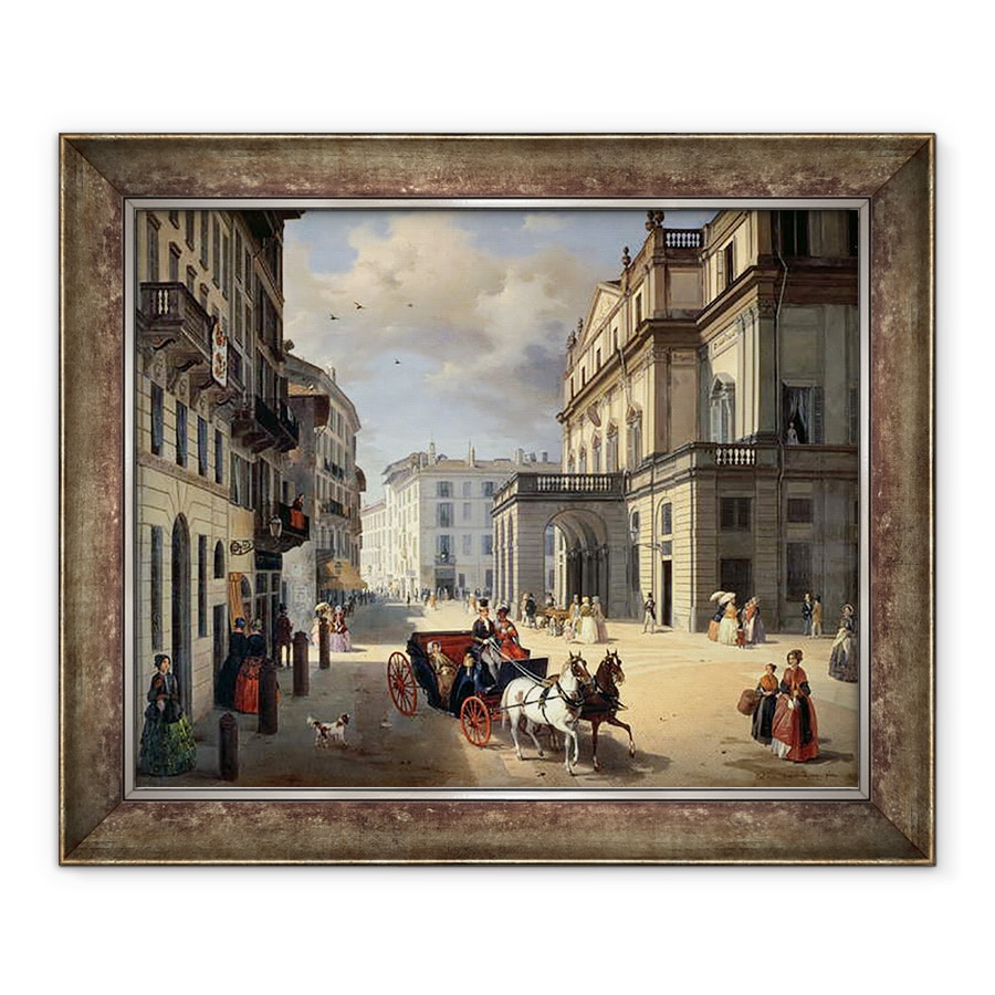 Tablou inramat - Angelo Inganni - Frontul Teatrului La Scala, 90 x 110 cm