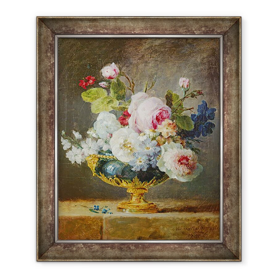 Tablou inramat - Anne Vallayer-Coster - Flori intr-o vaza albastra, 90 x 110 cm