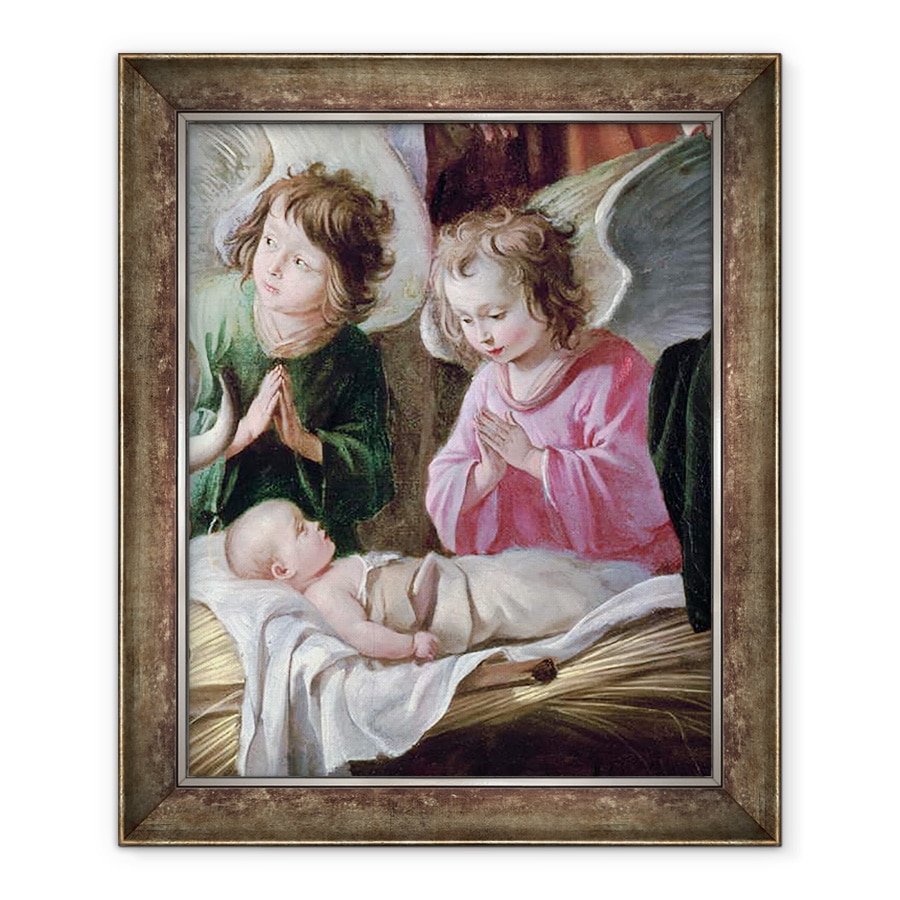 Tablou inramat - Antoine and Louis Le Nain - Adorarea Pastorilor, ingerilor si Copilului, 90 x 110 cm