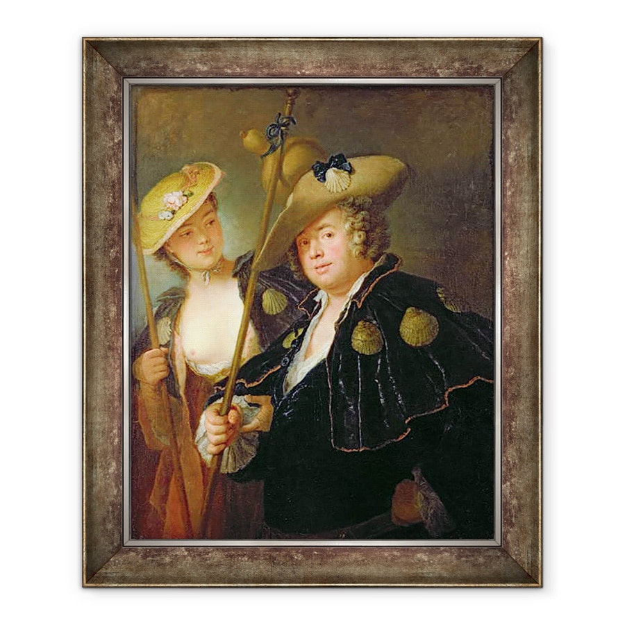 Tablou inramat - Antoine Pesne - Gustav Adolf Graf von Gotter si nepoata sa Friederike von Wangenheum in costume de pelerin, 50 x 60 cm
