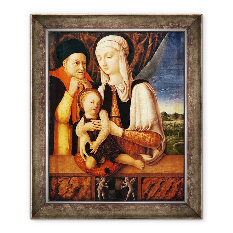 Tablou inramat - Antonio Vivarini - Sfanta familie stema Barbarei de Brandeboug, Ducesa de Mantua, 90 x 110 cm