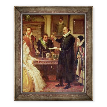 Tablou inramat - Arthur Ackland Hunt - Dr. William Gilbert 1544-1603 Aratand experimentul sau pe energie electrica reginei Elisabeta I si Curtii sale, detaliu al lui Gilberd, 50 x 60 cm Tablou inramat - Arthur Ackland Hunt - Dr. William Gilbert 1544-1603 Aratand experimentul sau pe energie electrica reginei Elisabeta I si Curtii sale, detaliu al lui Gilberd, 50 x 60 cm