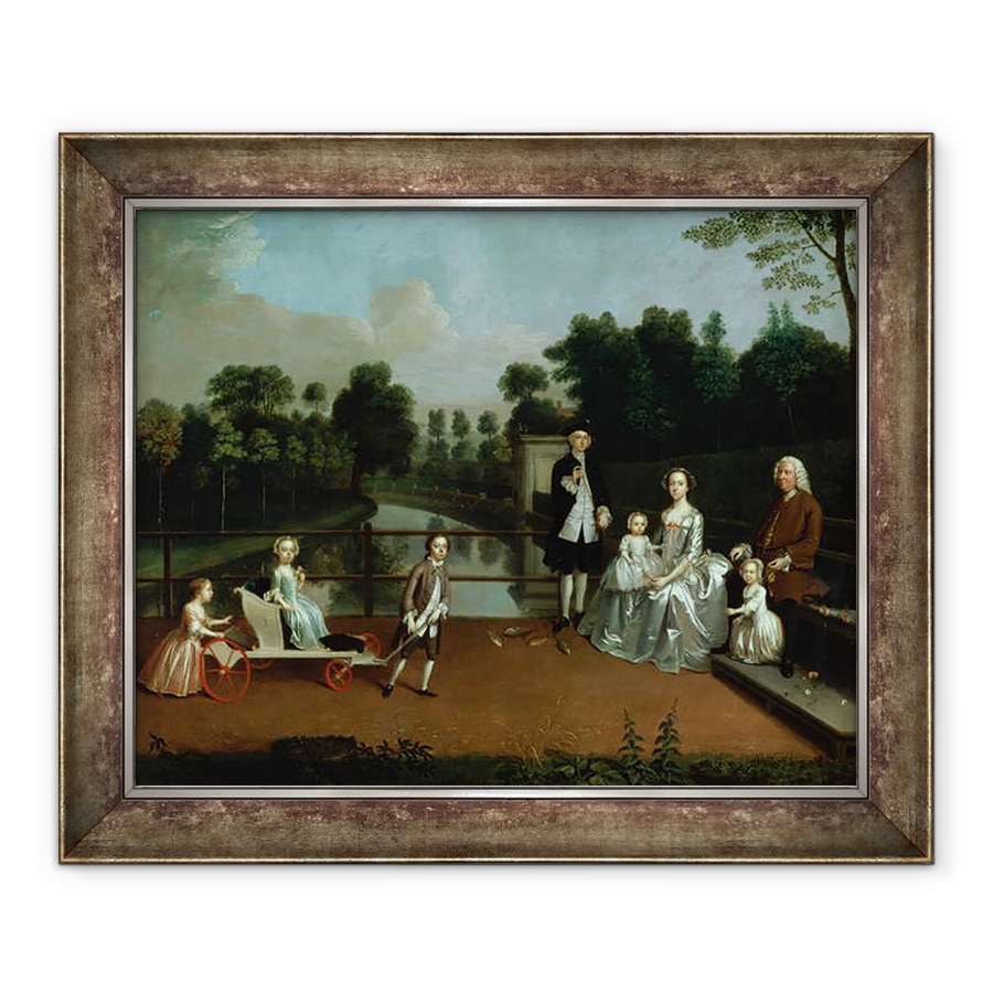 Tablou inramat - Arthur Devis - Un grup de familie pe o terasa intr-o gradina, 90 x 110 cm