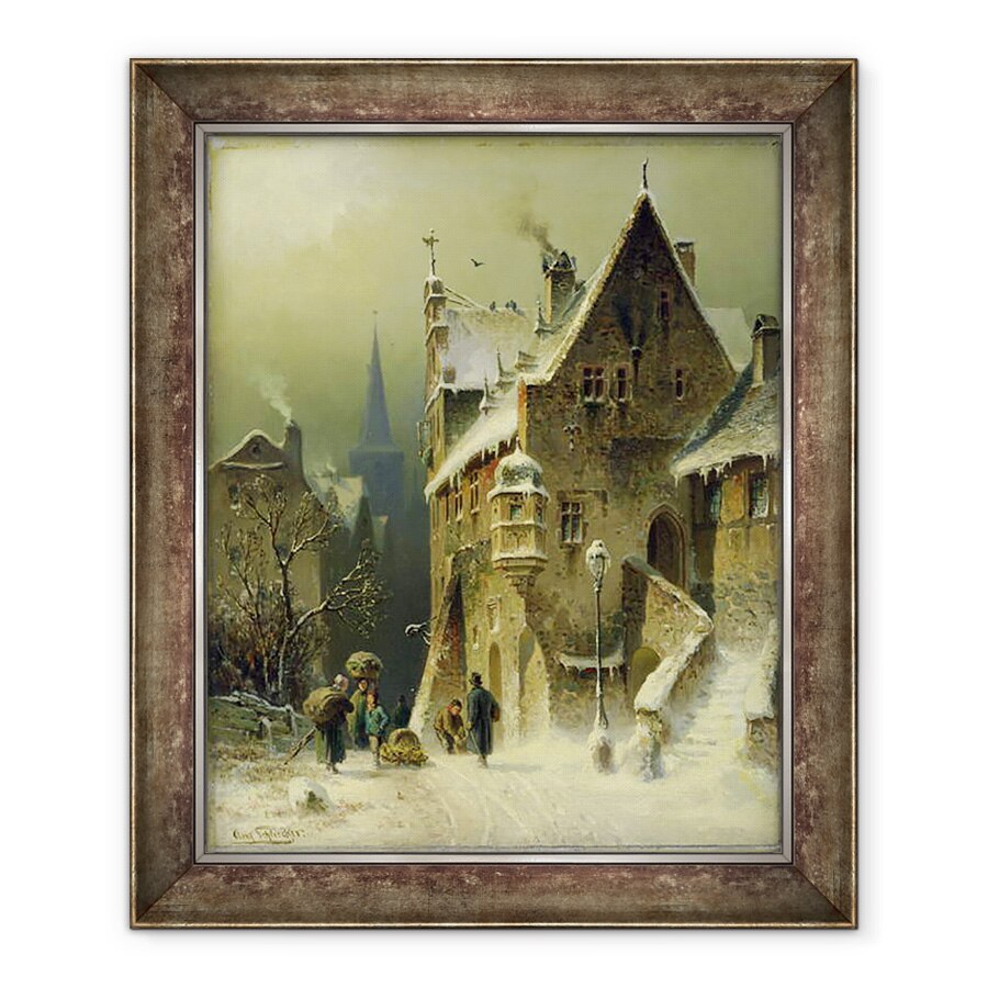 Tablou inramat - August Schlieker - Un orasel pe Rin, 90 x 110 cm