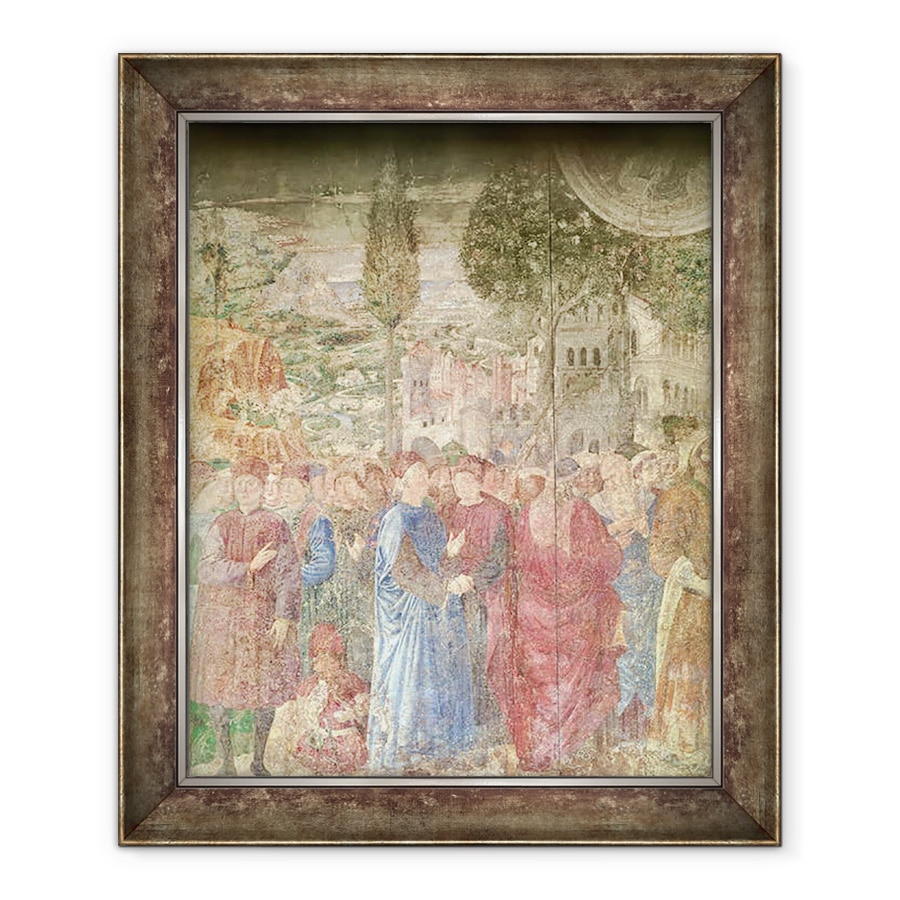 Tablou inramat - Benozzo di Lese di Sandro Gozzoli - Cladirea Turnului Babel, detaliu al casei Medicis care supravegheaza lucrarile de constructie, 50 x 60 cm