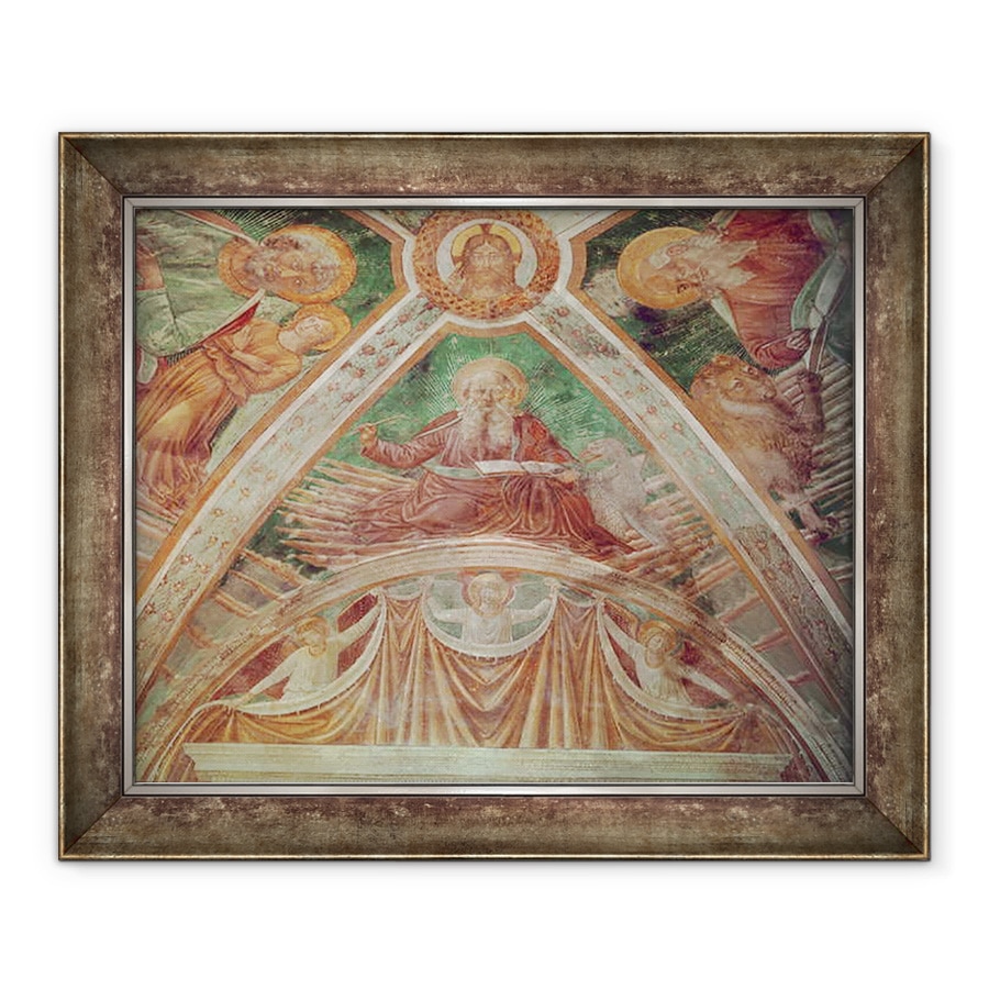 Tablou inramat - Benozzo di Lese di Sandro Gozzoli - Dumnezeu Tatal la Piatra de temelie, Hristos binecuvantarea, pe tavan, 90 x 110 cm