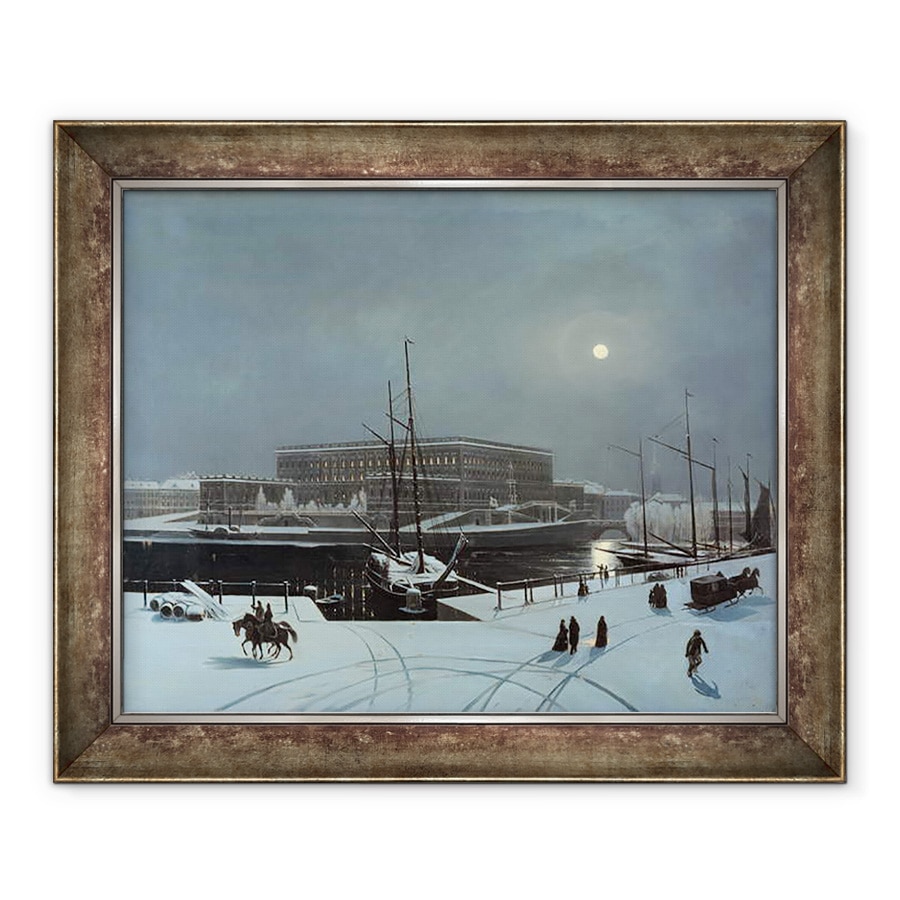 Tablou inramat - Baron Karl-Stefan Bennet - Vedere la Palatul Regal din Stockholm in timpul iernii, 50 x 60 cm