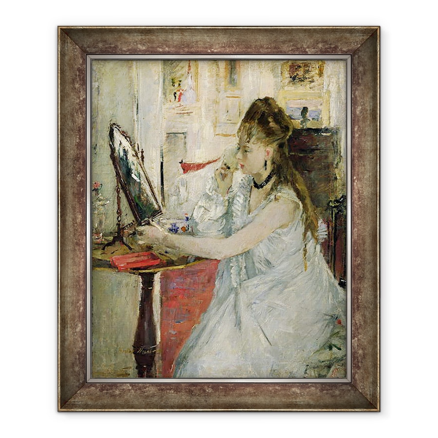 Tablou inramat - Berthe Morisot - Tanara Femeie Pulbere fata ei, 90 x 110 cm