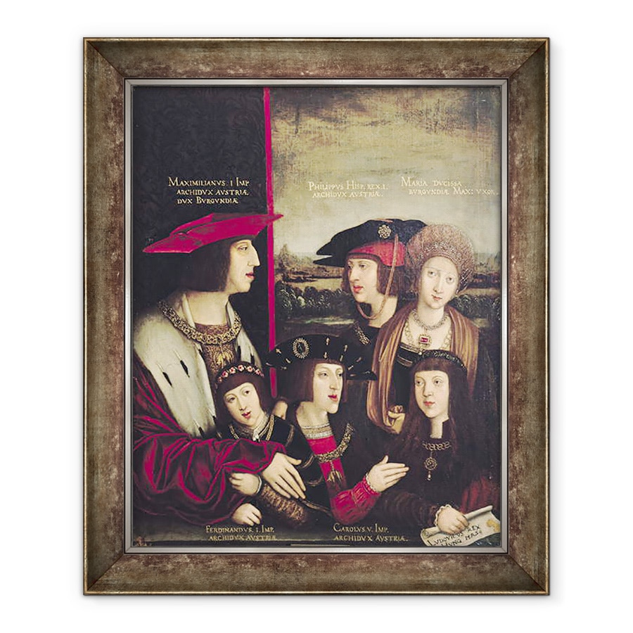 Tablou inramat - Bernhard Strigel - imparatul Maximilian I 1493-1519 cu sotia sa Maria de Burgundia, 50 x 60 cm