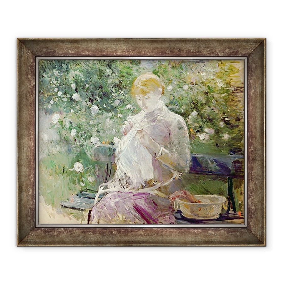 Tablou inramat - Berthe Morisot - Pasie de cusut in gradina lui Bougival, 90 x 110 cm