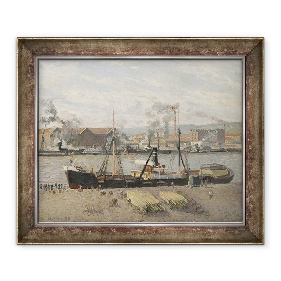 Tablou inramat - Camille Pissarro - Portul Rouen, Lemn de descarcare, 90 x 110 cm