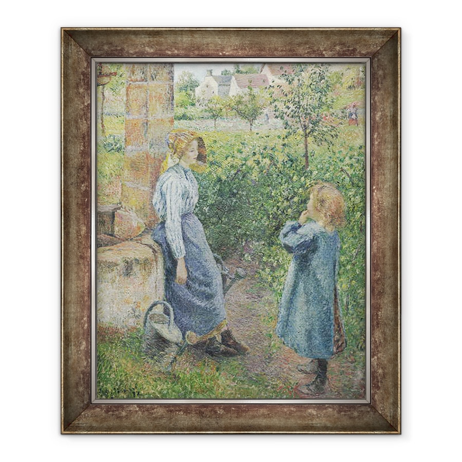 Tablou inramat - Camille Pissarro - Femeie si Copil la fantana, 90 x 110 cm