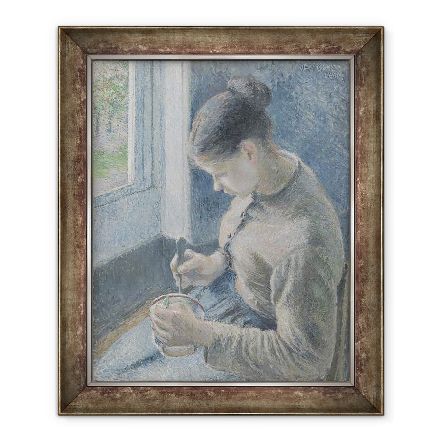 Tablou inramat - Camille Pissarro - Tineri Taranesc avand Ei Cafea, 90 x 110 cm