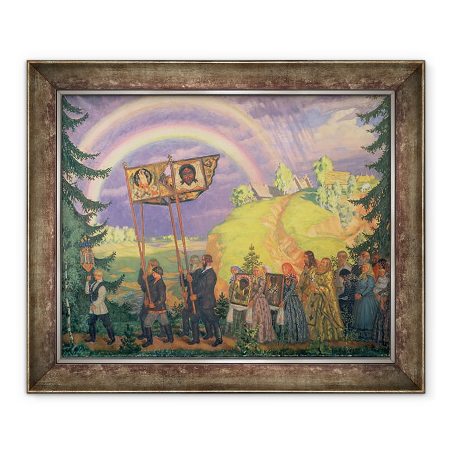 Tablou inramat - Boris Mikhailovich Kustodiev - Procesiune de Pasti, 90 x 110 cm