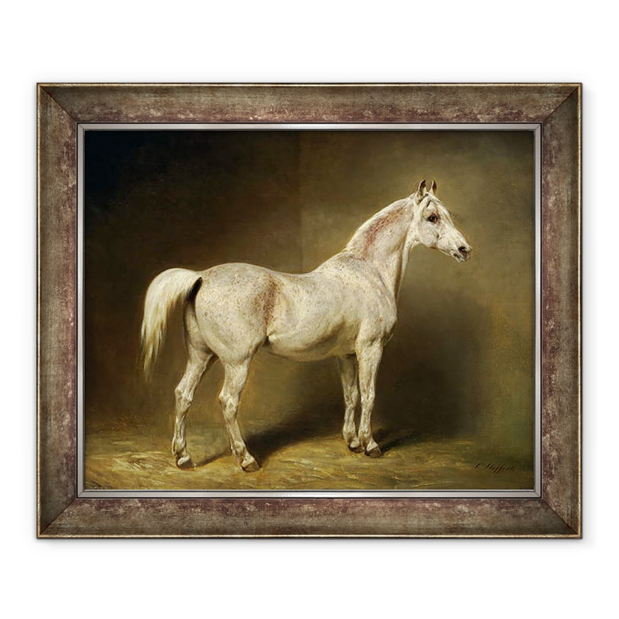 Tablou inramat - Carl Constantin Steffeck - Beatrice, calul alb arab al lui Helmuth Graf von Moltke, 90 x 110 cm