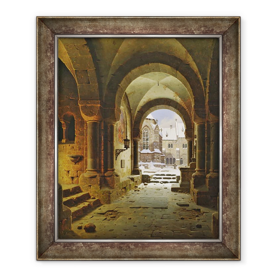 Tablou inramat - Carl Georg Adolph Hasenpflug - Poarta Manastirii iarna, 90 x 110 cm