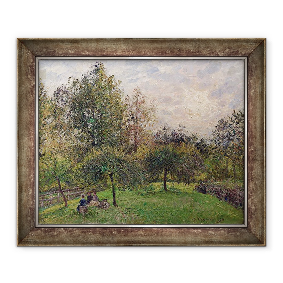 Tablou inramat - Camille Pissarro - Meri si plopi la apusul soarelui, 90 x 110 cm