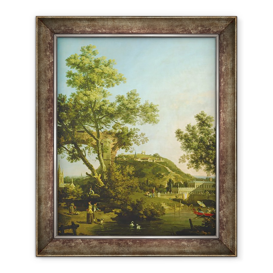 Tablou inramat - Canaletto - English Peisaj Capriccio cu un palat, 90 x 110 cm
