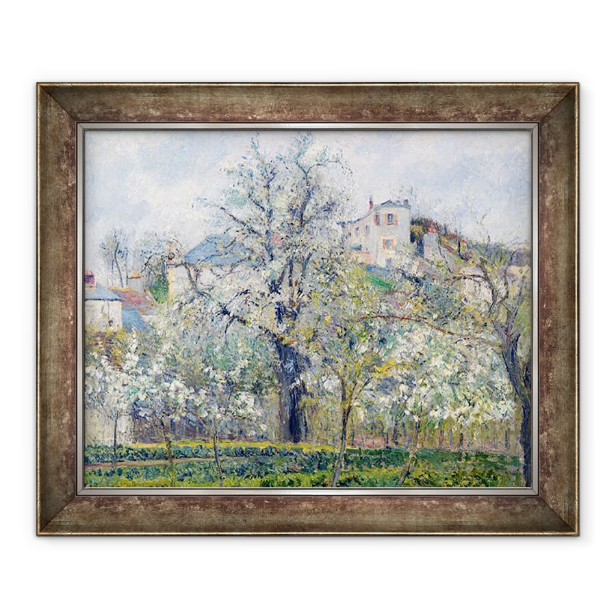 Tablou inramat - Camille Pissarro - Gradina de legume cu copaci in floare, primavara, Pontoise, 90 x 110 cm