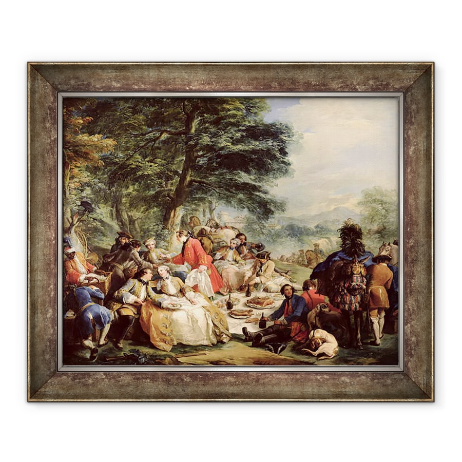 Tablou inramat - Carle van Loo - Pranzul vanatorii, 90 x 110 cm