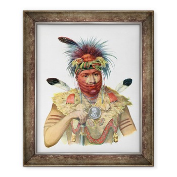 Tablou inramat - Charles Bird King - Ne-Sou-A-Quoit, un sef de vulpe, ilustratie din Triburile indiene din America de Nord, de Thomas L. McKenney si James Hall, 90 x 110 cm Tablou inramat - Charles Bird King - Ne-Sou-A-Quoit, un sef de vulpe, ilustratie din Triburile indiene din America de Nord, de Thomas L. McKenney si James Hall, 90 x 110 cm