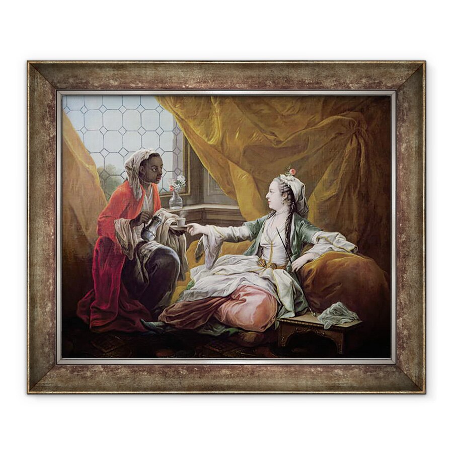 Tablou inramat - Carle van Loo - Sultana fiind oferit cafea de un servitor, 90 x 110 cm