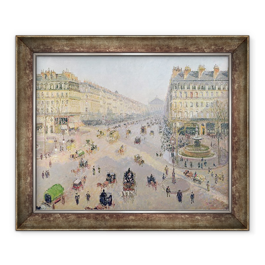 Tablou inramat - Camille Pissarro - Avenue de LOpera, Paris, Lumina soarelui, Dimineata de iarna, 50 x 60 cm