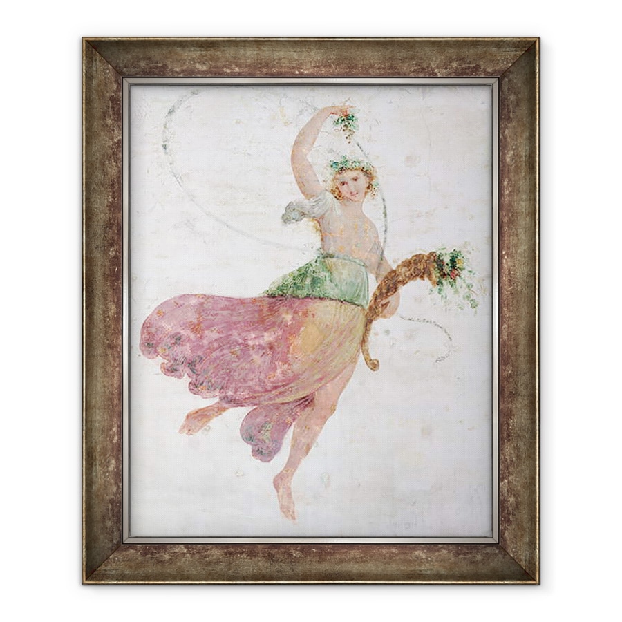 Tablou inramat - Carlo Bevilacqua - Tanar Dansator cu Cornucopia si o gramada de struguri, 90 x 110 cm