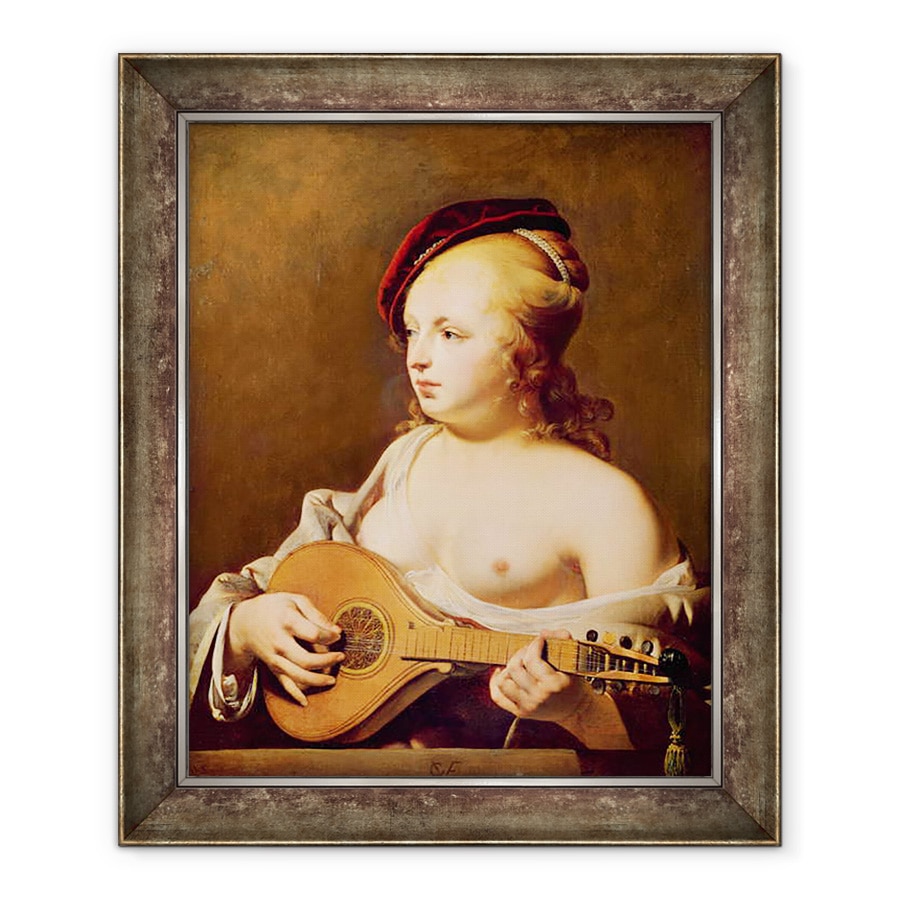 Tablou inramat - Cesar Boetius van Everdingen - Jucatorul Cittern, 90 x 110 cm