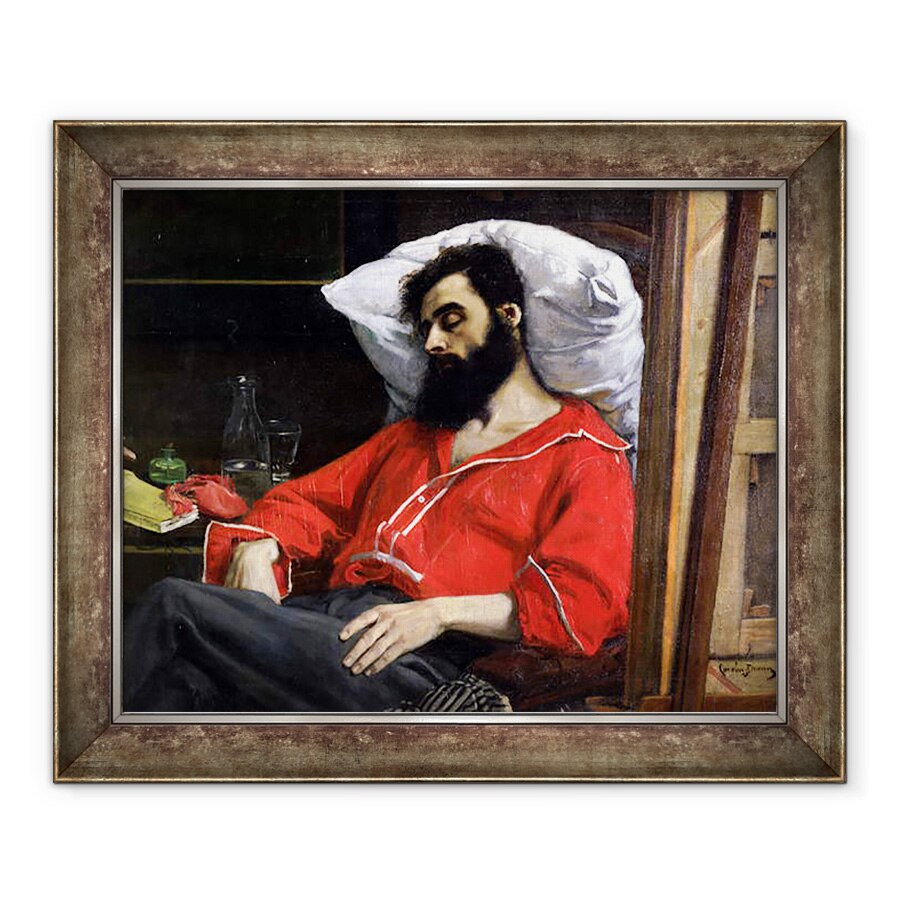 Tablou inramat - Charles Emile Auguste Carolus-Duran - The Convalescent, sau The Wounded Man, detaliu taiat de artistul din Vizita la convalescenta, 90 x 110 cm