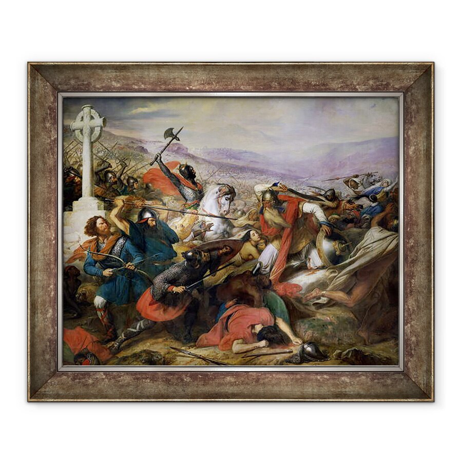 Tablou inramat - Charles Auguste Steuben - Batalia de la Poitiers, 25 octombrie 732, 90 x 110 cm