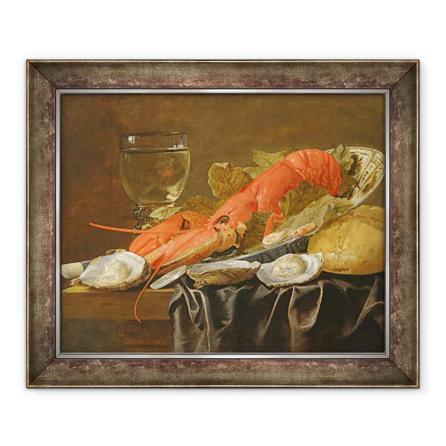 Tablou inramat - Christiaan Luykx - Natura statica cu homar, creveti, roemer, 50 x 60 cm