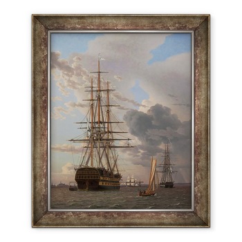 Tablou inramat - Christoffer-Wilhelm Eckersberg - Nava rusa a liniei Asow si o fregata la ancora in drumurile din Elsinore, 50 x 60 cm Tablou inramat - Christoffer-Wilhelm Eckersberg - Nava rusa a liniei Asow si o fregata la ancora in drumurile din Elsinore, 50 x 60 cm