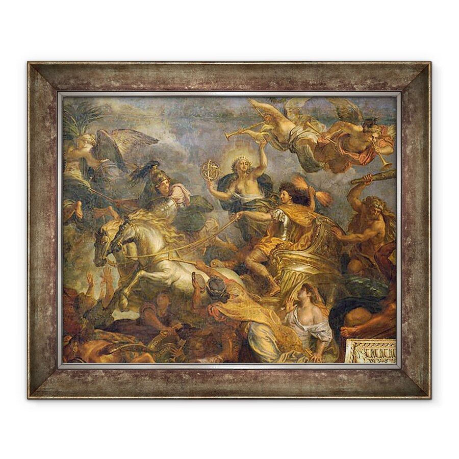 Tablou inramat - Charles Le Brun - Vedere a regelui Luand Maastricht in Treisprezece Zile in 1673 si Pasajul de pe Rin in prezenta dusmanilor in 1672, 50 x 60 cm